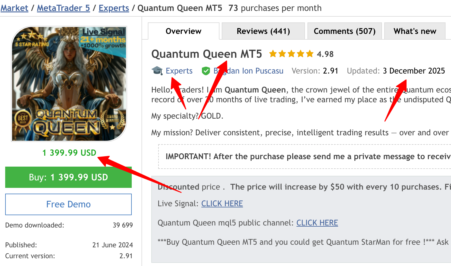 Expert Quantum Queen MT5 v2.6 (dll 5430)